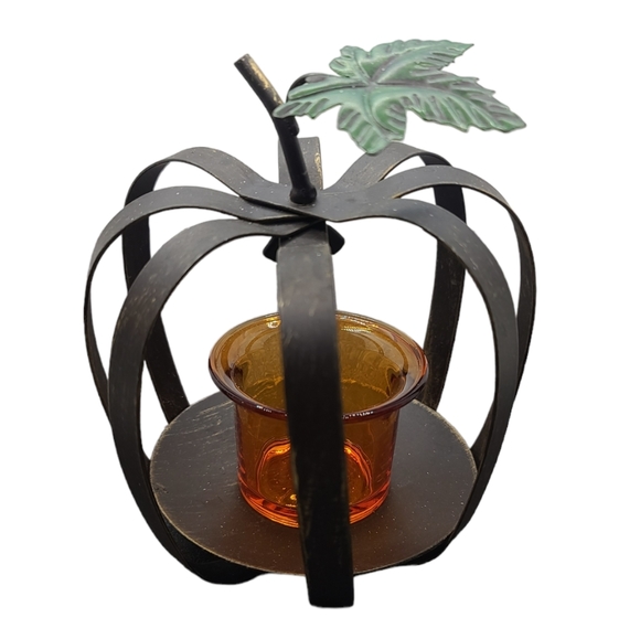 Distressed Metal Pumpkin Votive Candle Holder - Picture 1 of 3